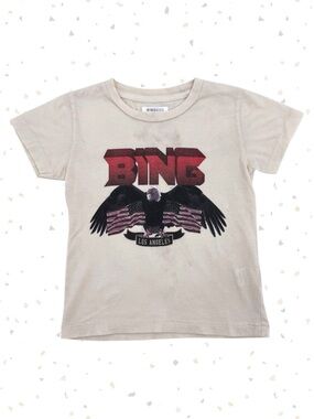 Retro Thrashed Eagle Tee Ivory USA Anine Bing Kids Biker Grunge Edgy Size 2/4